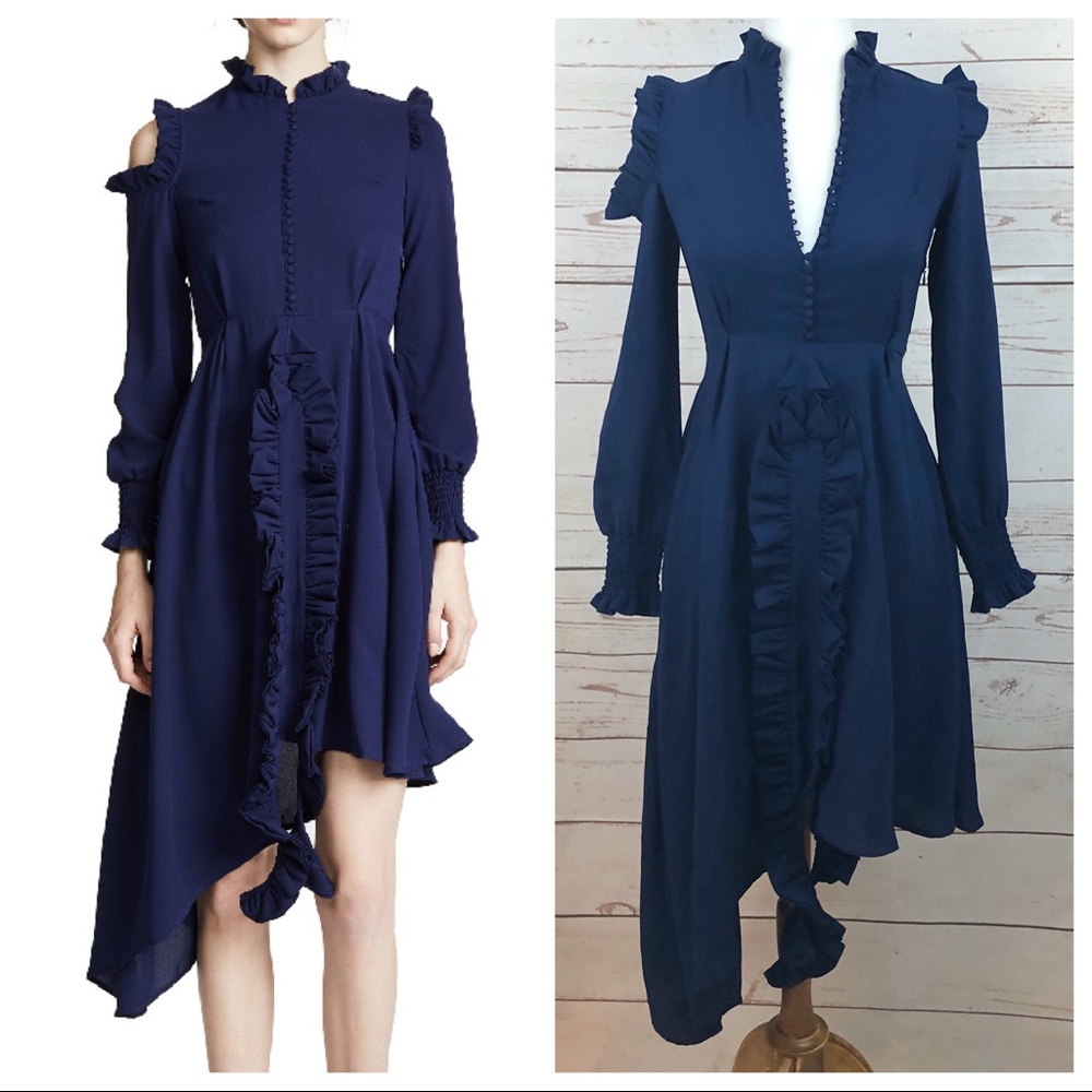Bloomingdale's Navy Ruffle Dress